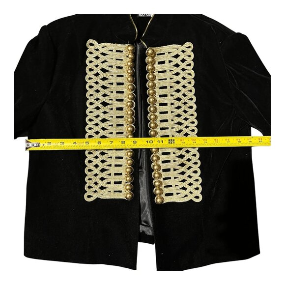 Boohoo Amy Boutique Velvet Admiral Jacket Military Embroidered Black Size 10 - Picture 7 of 13